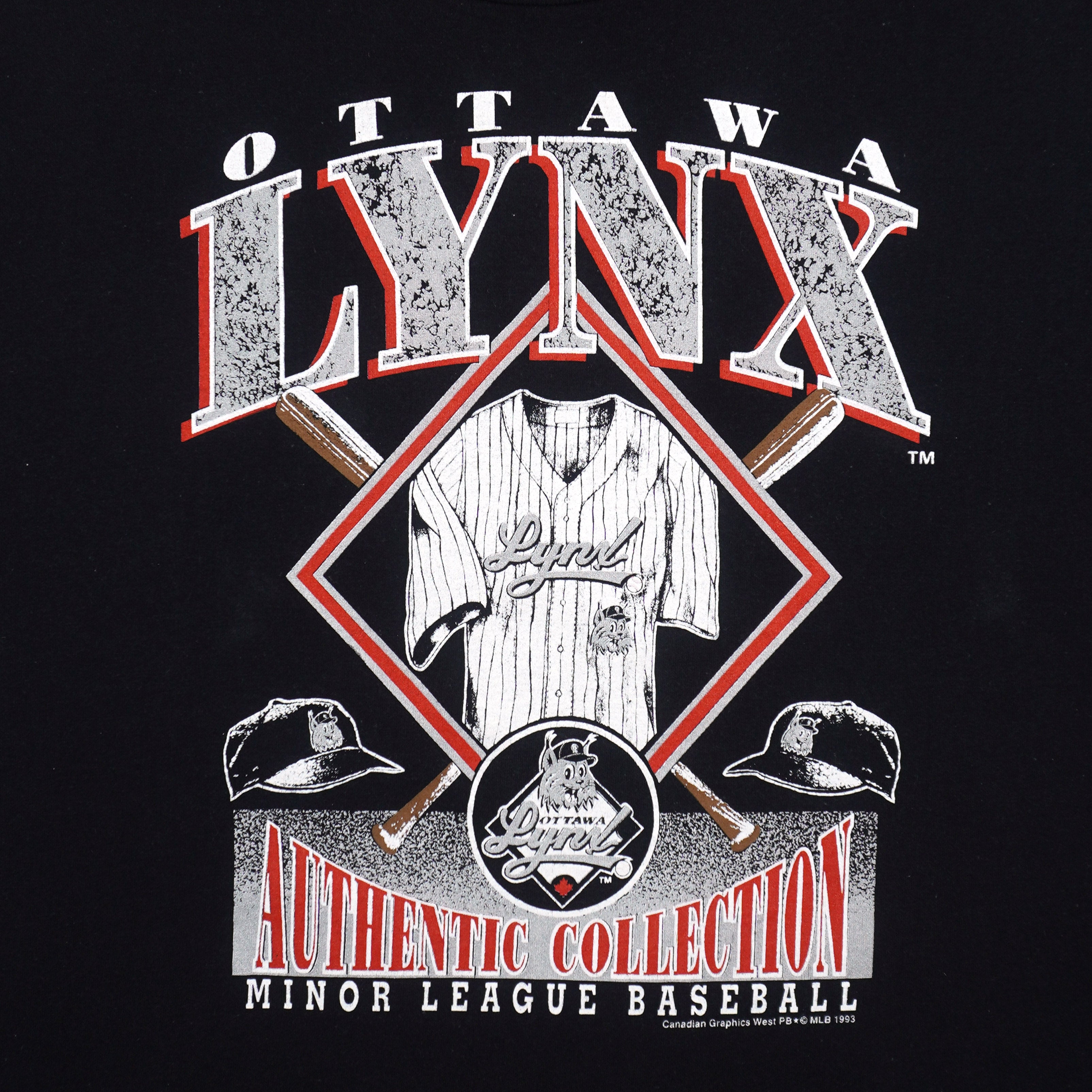 MLB (Waves) - Ottawa Lynx Authentic Collection Baseball T-Shirt 1993 X-Large Vintage Retro