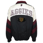 Pro Player Texas A&M Aggies black, white, and maroon puffer jacket back view