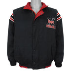 Genuine Stuff Nebraska Huskers reversible puffer jacket black-side front view