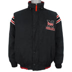 Genuine Stuff Nebraska Huskers reversible puffer jacket black-side closed front view