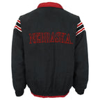 Genuine Stuff Nebraska Huskers reversible puffer jacket black-side back view
