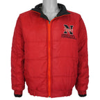 Genuine Stuff Nebraska Huskers reversible puffer jacket red-side open front view