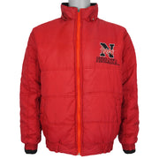 Genuine Stuff Nebraska Huskers reversible puffer jacket red-side front view