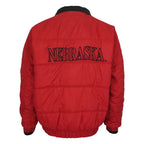 Genuine Stuff Nebraska Huskers reversible puffer jacket red-side back view