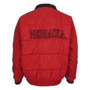 Genuine Stuff Nebraska Huskers reversible puffer jacket red-side back view