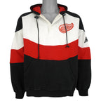 Vintage NHL (Apex One) - Detroit Red Wings Hooded Sweatshirt 1990s Large in black and white and red