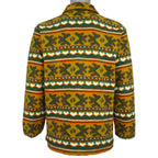 1990s Hang Ten quarter-zip fleece pullover with mustard, green, orange and white tribal pattern