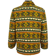 1990s Hang Ten quarter-zip fleece pullover with mustard, green, orange and white tribal pattern