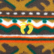 1990s Hang Ten quarter-zip fleece pullover with mustard, green, orange and white tribal pattern