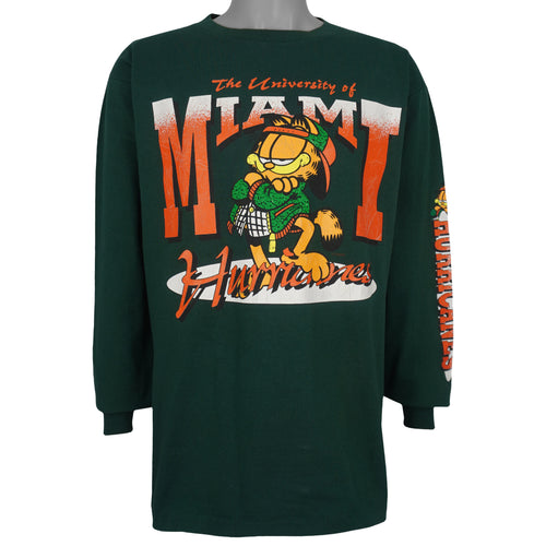 NCAA (Signet) - Miami Hurricanes Garfield Long Sleeve Shirt 1990s Large Vintage Retro