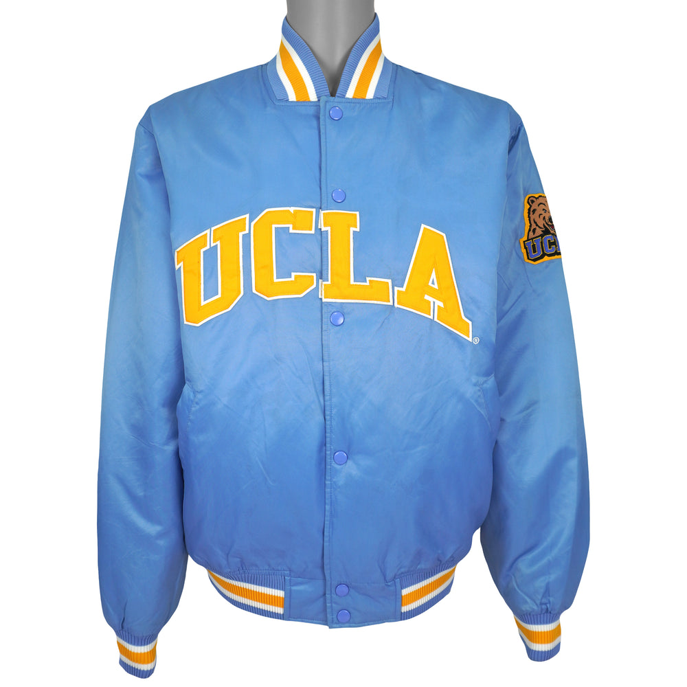 Majestic UCLA Bruins light-blue satin puffer jacket front view