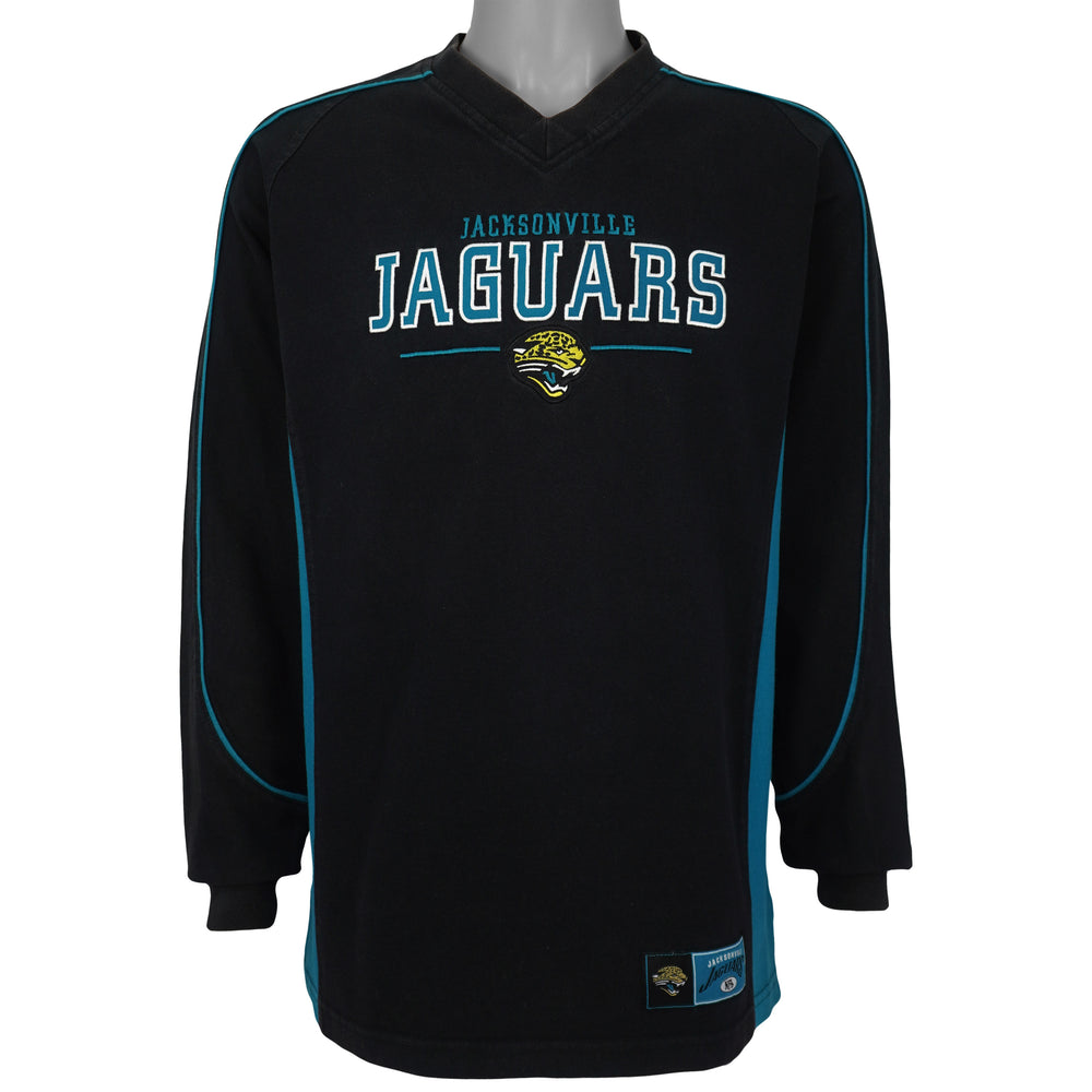 Black Jaguars V-neck sweatshirt with blue side panels and embroidery
