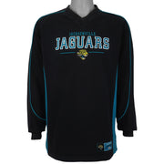 Black Jaguars V-neck sweatshirt with blue side panels and embroidery
