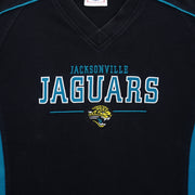 Embroidered Jaguars lettering beneath the V-shaped neckline