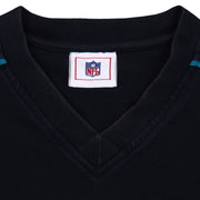NFL label inside the black V-neck collar