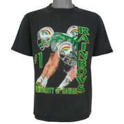 Soffe's Hawaii Rainbow Warriors No. 1 black football T-shirt front view