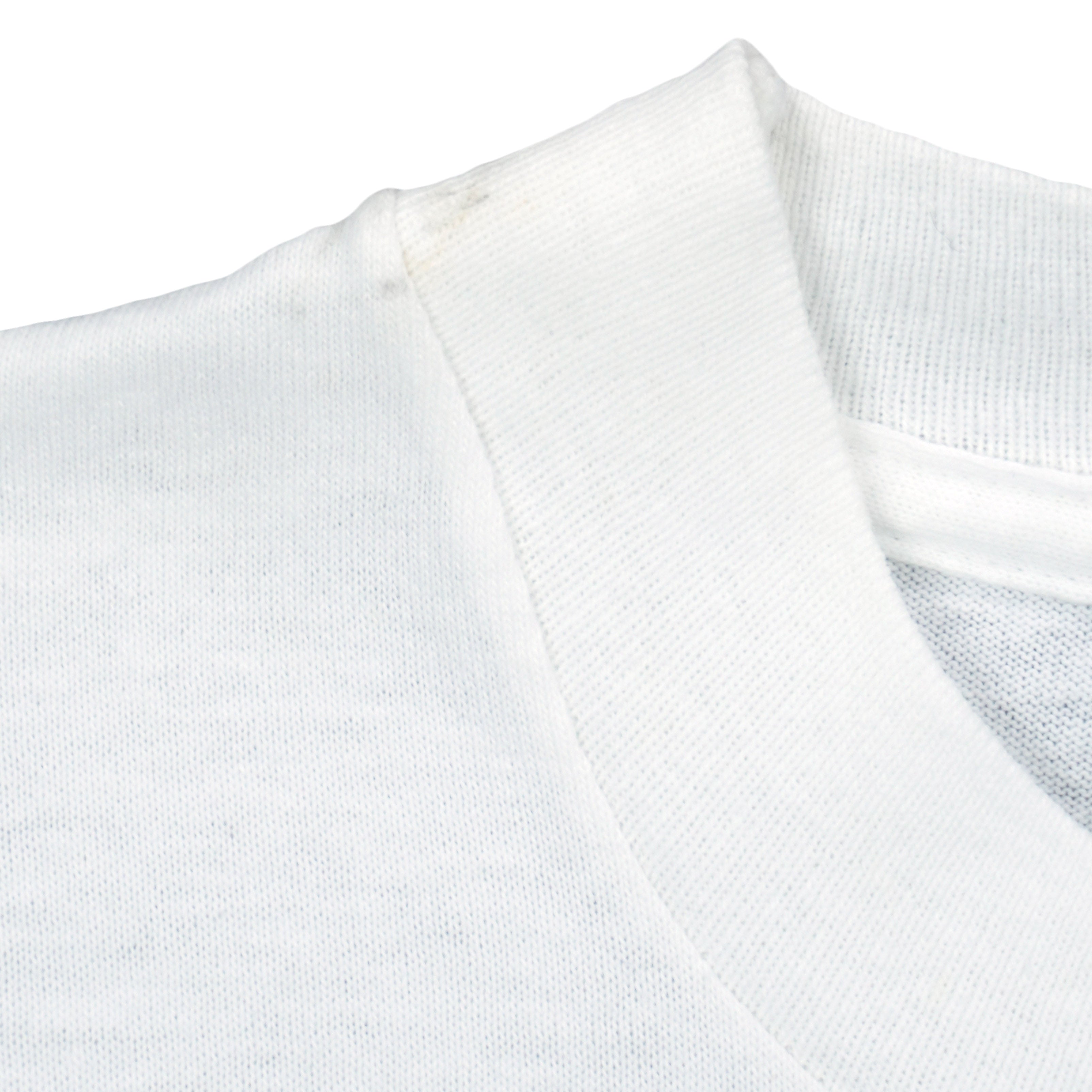 Minor mark at the white ribbed shirt collar