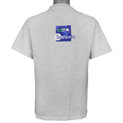 Back of the gray Seahawks shirt with a small upper logo