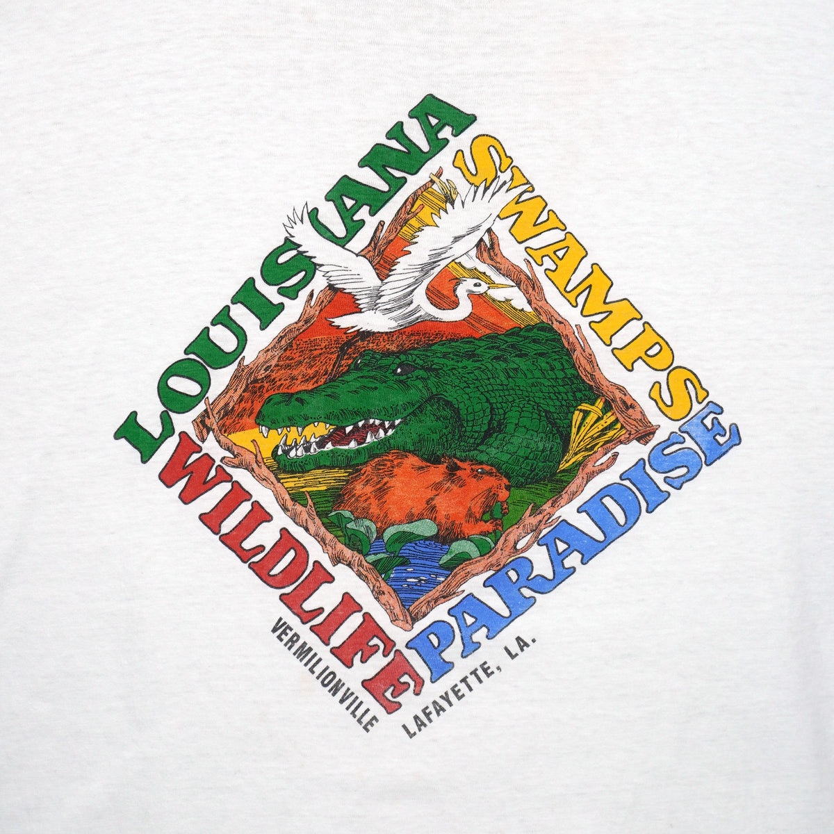 Vintage (Hanes) - Louisiana Swamps Wildlife Paradise Alligator T-Shirt 1990s X-Large Vintage Retro