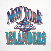 Vintage NHL (True-Fan) - New York Islanders Colorblock T-Shirt 1990s X-Large in white and navy and orange