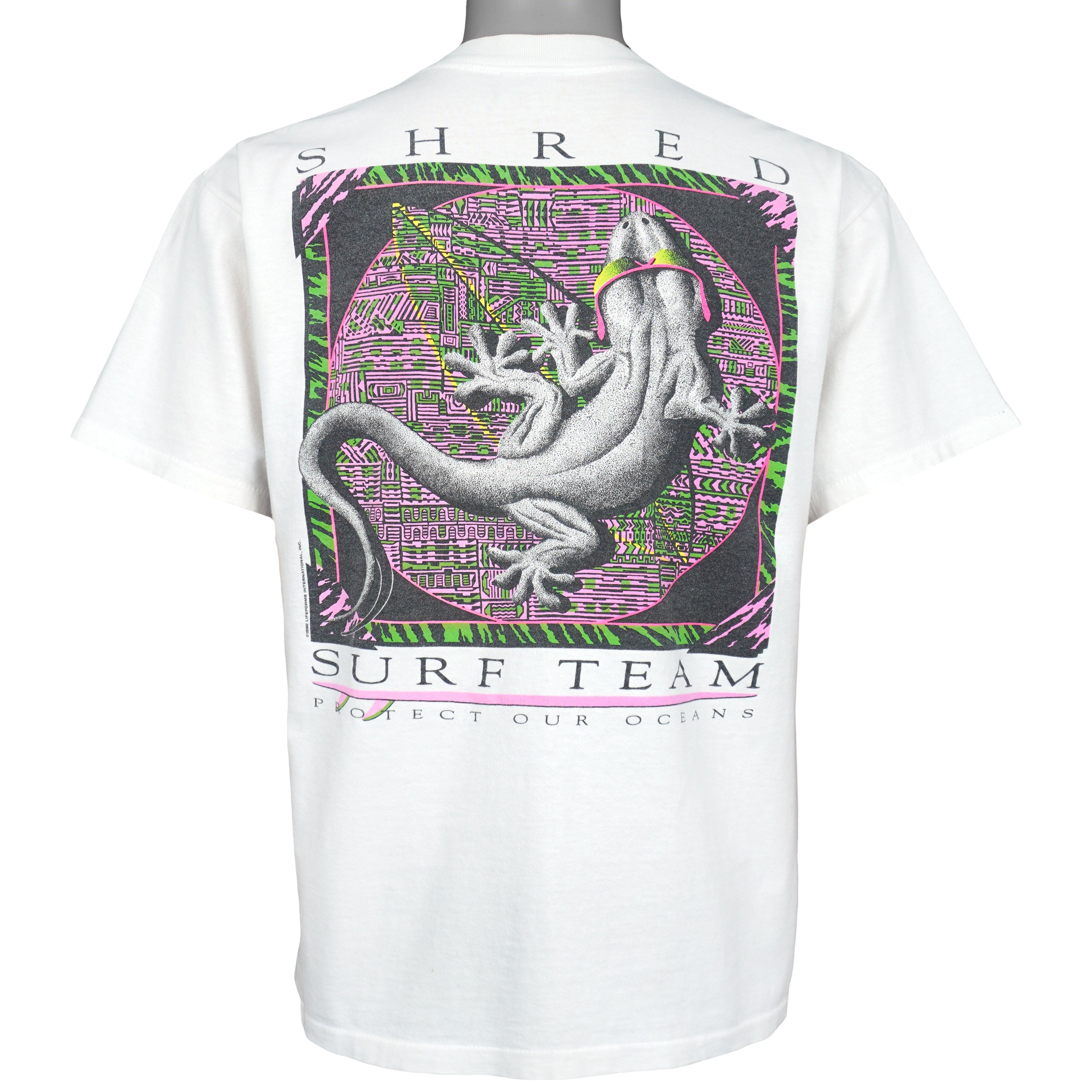 Vintage (Oneita) - Lifeforms Shred Surf Team Gecko T-Shirt 1992 Large Vintage Retro