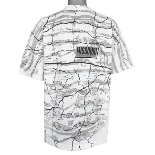Vintage (Fruit Of The Loom) - Missouri Map All Over Print T-Shirt 1990s X-Large Vintage Retro