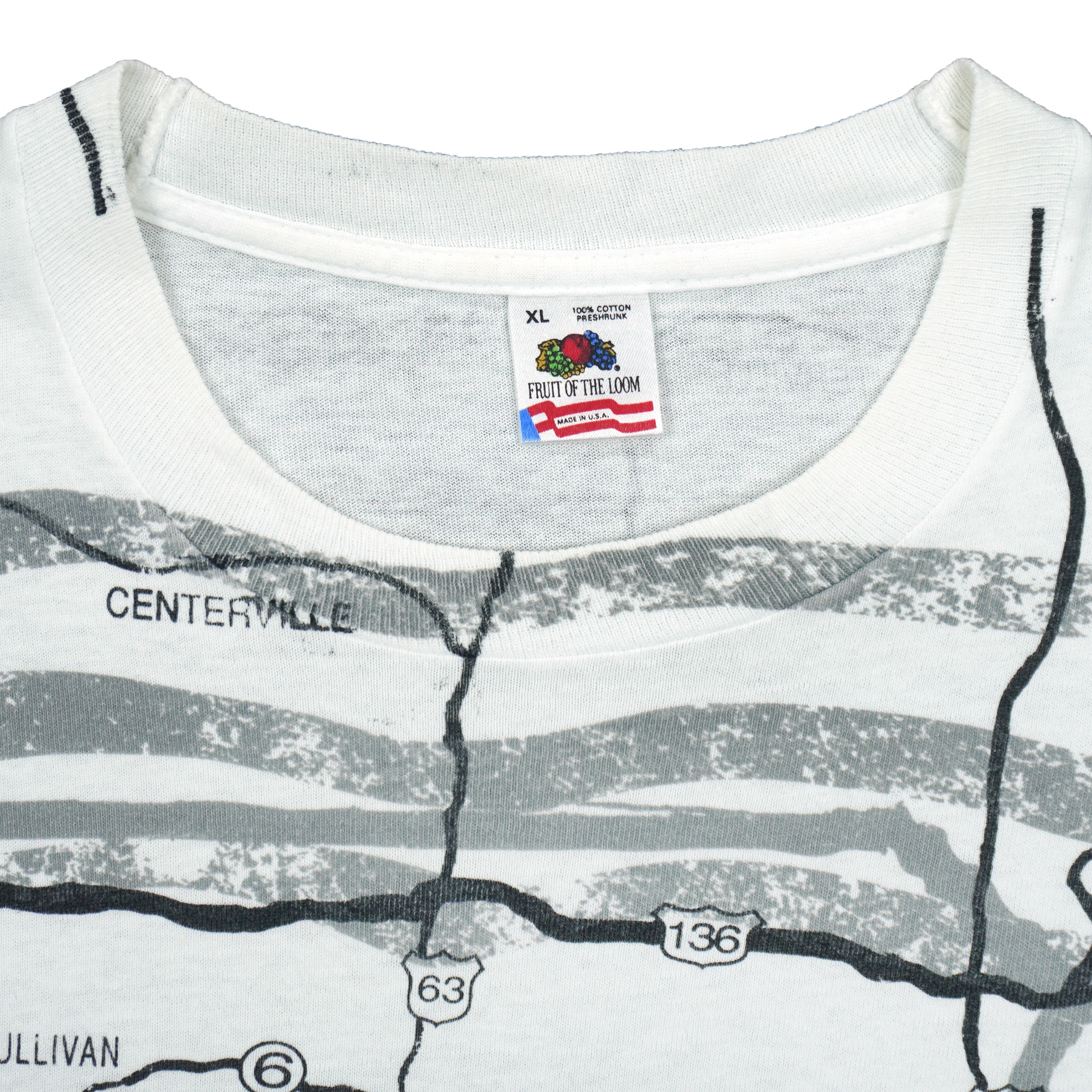 Vintage (Fruit Of The Loom) - Missouri Map All Over Print T-Shirt 1990s X-Large Vintage Retro