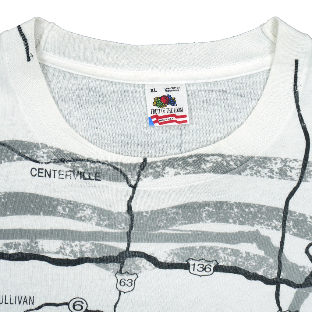 Vintage (Fruit Of The Loom) - Missouri Map All Over Print T-Shirt 1990s X-Large Vintage Retro