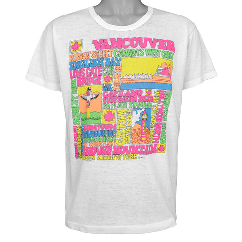 Vintage - Vancouver Canada Landmarks T-Shirt 1990s Medium Vintage Retro