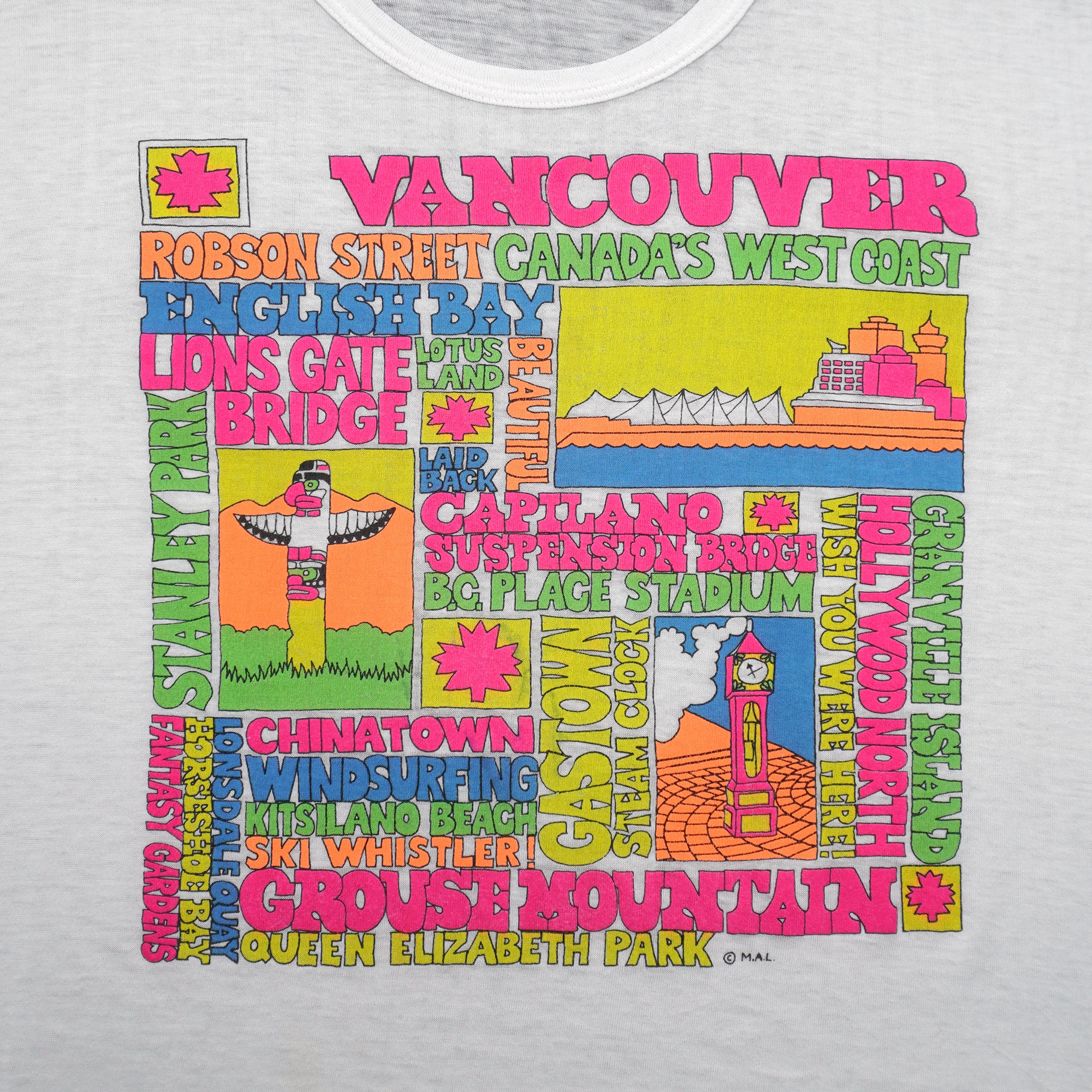 Vintage - Vancouver Canada Landmarks T-Shirt 1990s Medium Vintage Retro