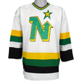 Vintage NHL - Minnesota North Stars Hockey Jersey T-Shirt 1990s Large in black and white and green