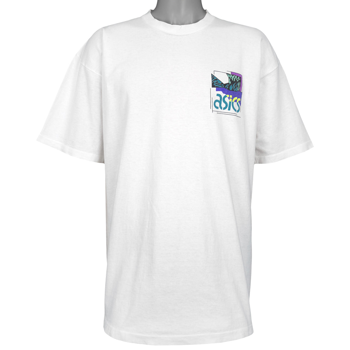 Vintage Asics - Abstract Pattern T-Shirt 1990s X-Large in white