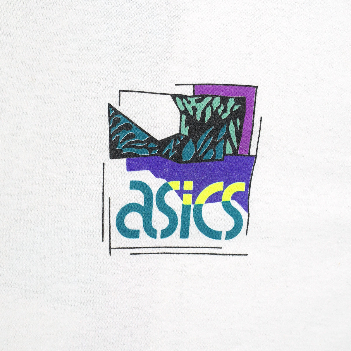Vintage Asics - Abstract Pattern T-Shirt 1990s X-Large in white