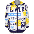 Ellesse - Sunflower Print Reversible Hooded Fleece Jacket 1990s Small Vintage Retro
