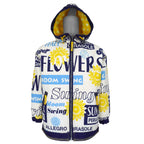 Ellesse - Sunflower Print Reversible Hooded Fleece Jacket 1990s Small Vintage Retro