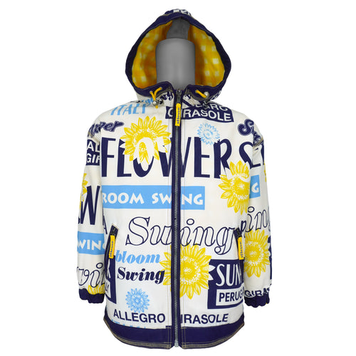 Ellesse - Sunflower Print Reversible Hooded Fleece Jacket 1990s Small Vintage Retro