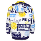 Ellesse - Sunflower Print Reversible Hooded Fleece Jacket 1990s Small Vintage Retro