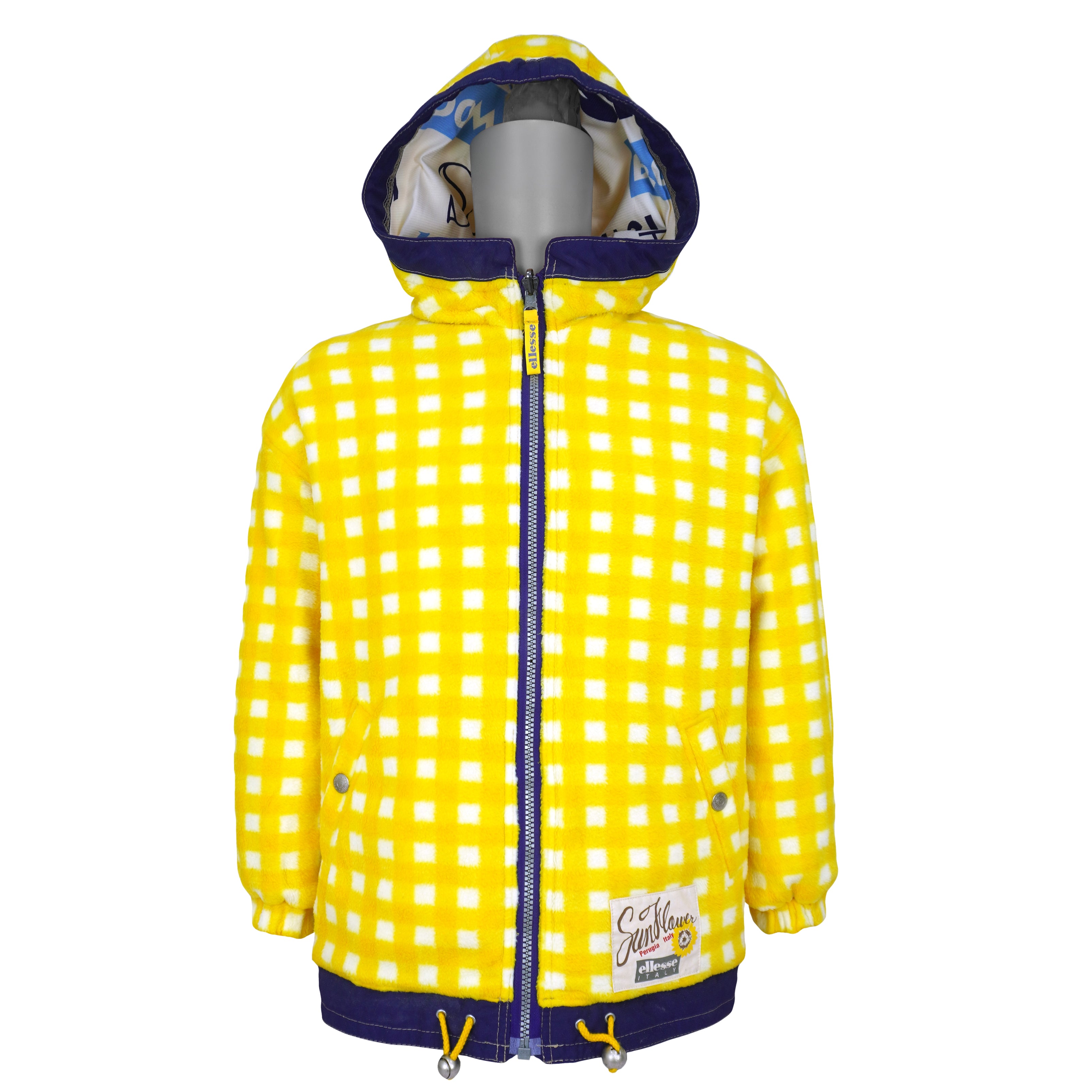 Ellesse - Sunflower Print Reversible Hooded Fleece Jacket 1990s Small Vintage Retro