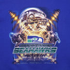 Front graphic with Seahawks lettering and football imagery