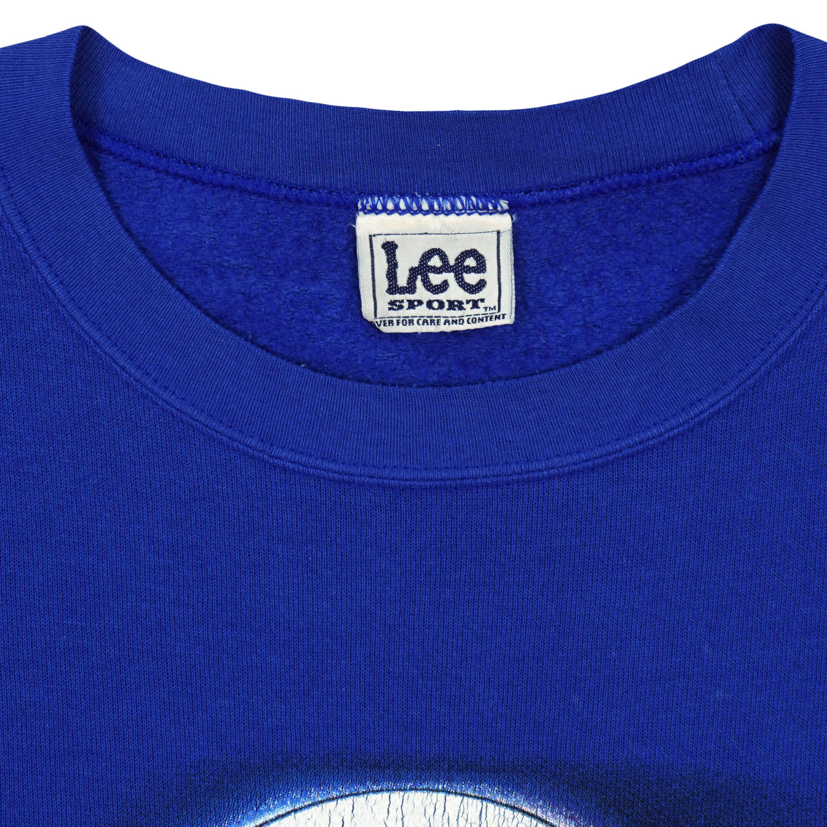 Lee Sport label at the blue crew-neck collar