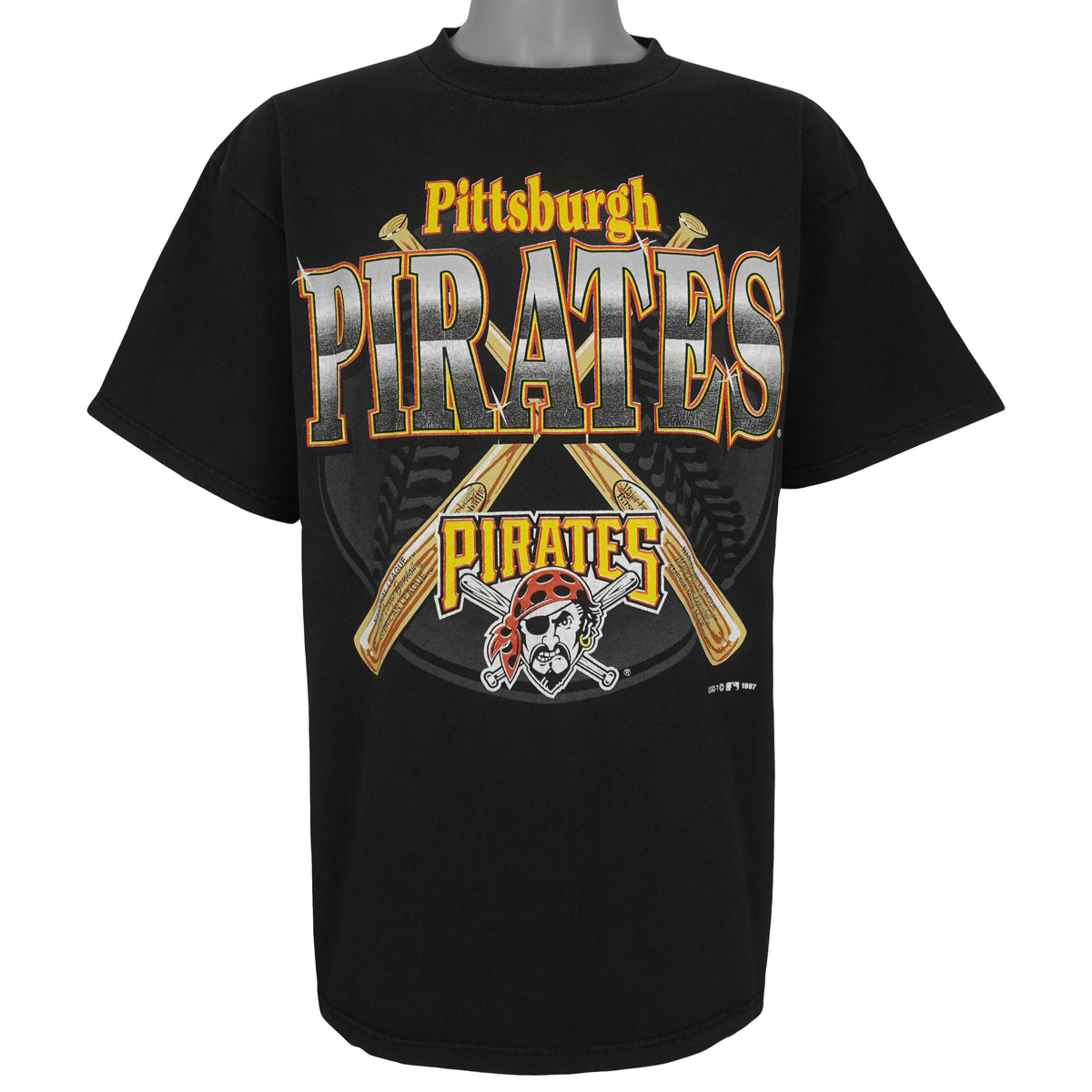 Vintage MLB (Logo 7) - Pittsburgh Pirates Baseball T-Shirt 1997 X-Large in black