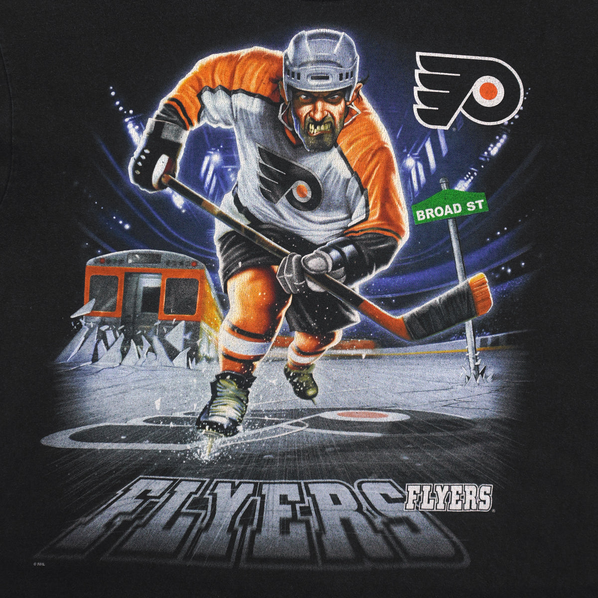 Vintage NHL - Philadelphia Flyers Hockey Player Graphic T-Shirt 1990s X-Large in black