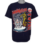 Navy 1990s Nutmeg Minnesota Twins state-map graphic T-shirt