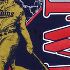 Navy 1990s Nutmeg Minnesota Twins state-map graphic T-shirt