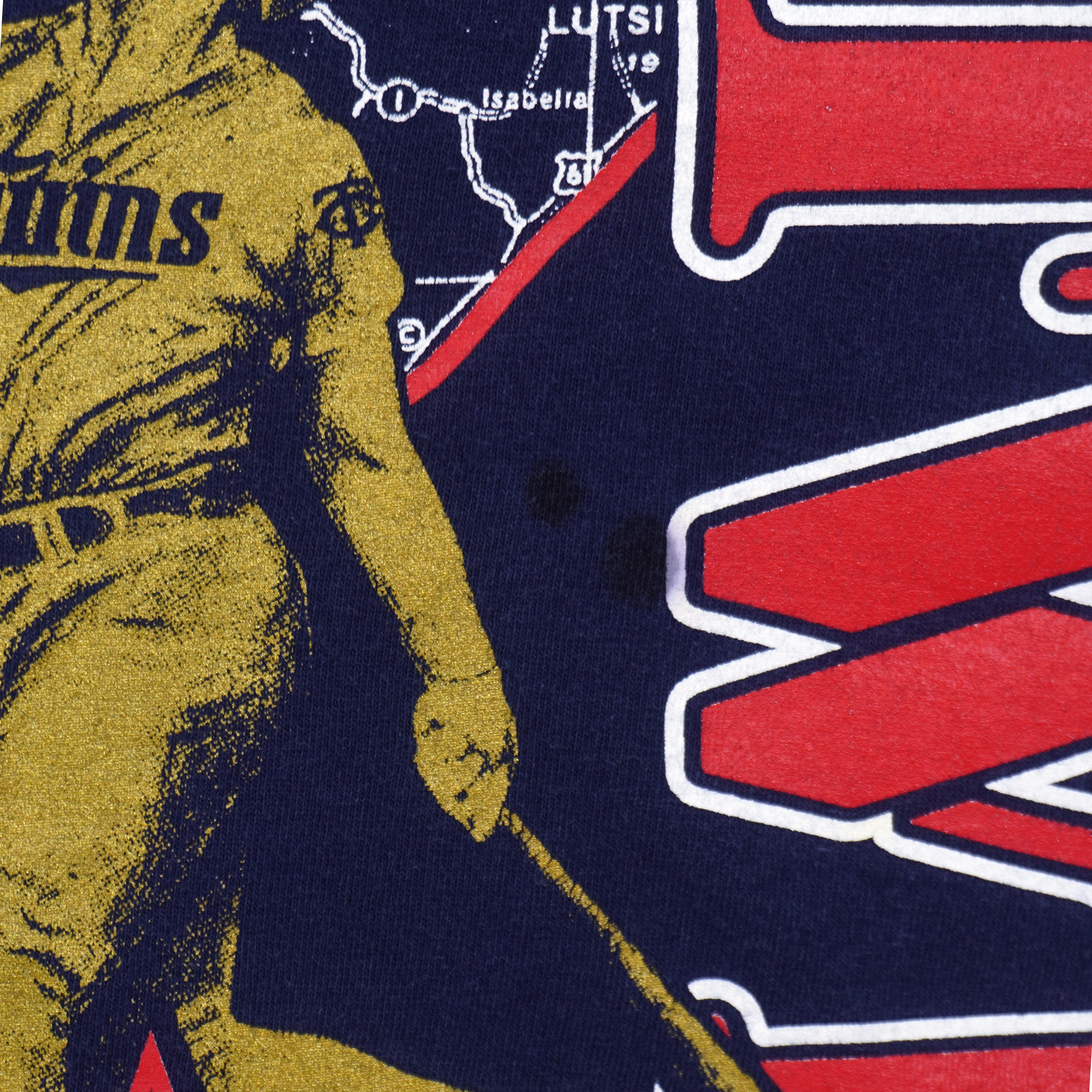 Navy 1990s Nutmeg Minnesota Twins state-map graphic T-shirt