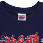 Navy 1990s Nutmeg Minnesota Twins state-map graphic T-shirt
