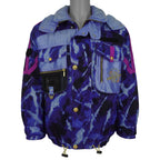 Vintage Descente - Purple Pattern Zip & Button-Up Hooded Ski Jacket 1990s X-Large