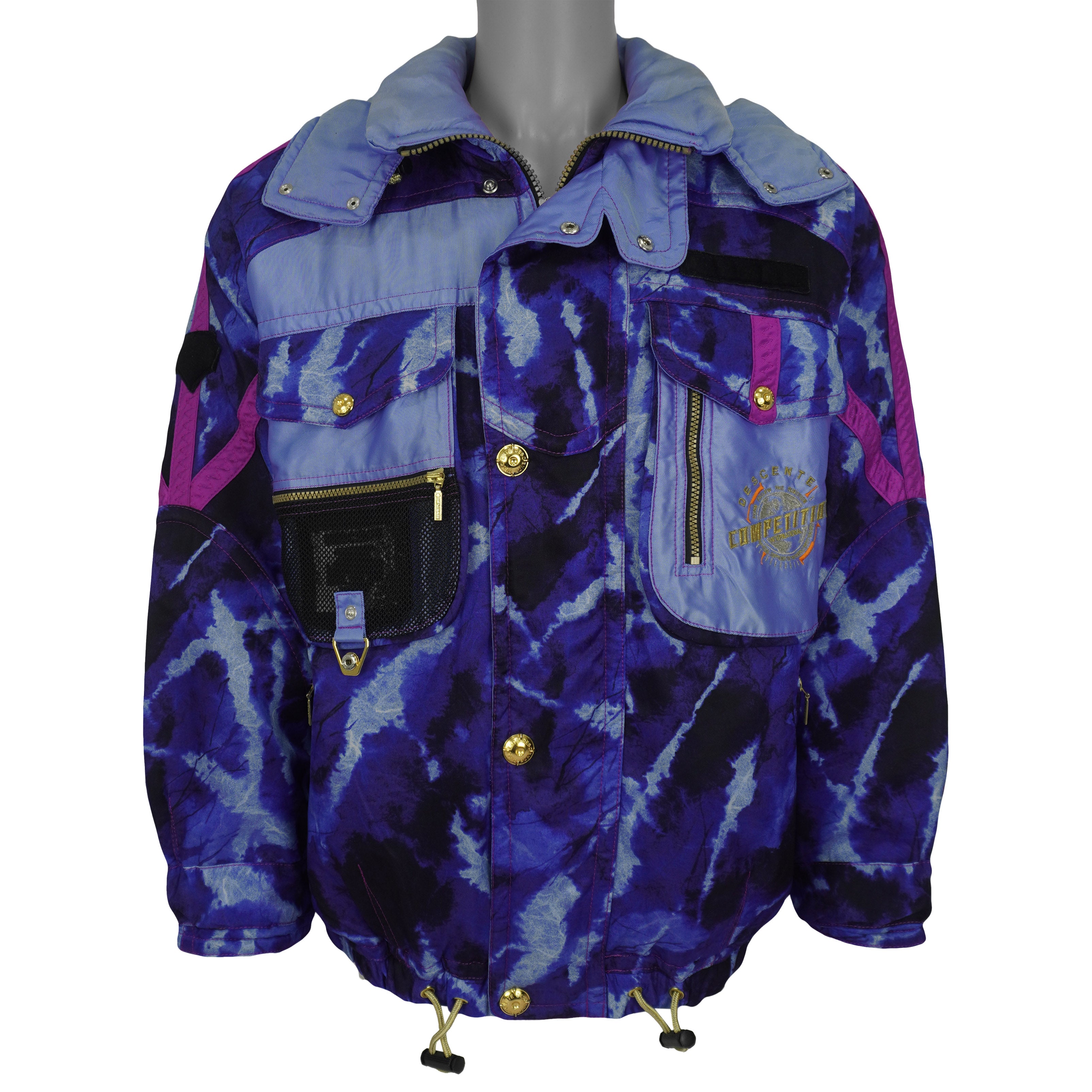 Vintage Descente - Purple Pattern Zip & Button-Up Hooded Ski Jacket 1990s X-Large