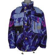 Vintage Descente - Purple Pattern Zip & Button-Up Hooded Ski Jacket 1990s X-Large