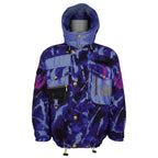 Vintage Descente - Purple Pattern Zip & Button-Up Hooded Ski Jacket 1990s X-Large